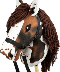 Hobby Horse met halster, formaat A3 , wit met bruine vlekken