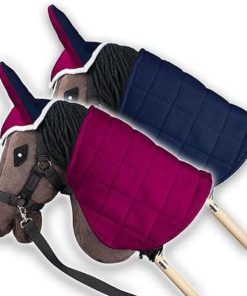 Deken en vliegenkap voor Hobby Horse | Omkeerbaar Fuchsia en Marineblauw