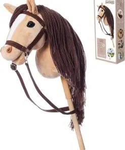 Hobby HORSE met Halster - A3 formaat - hoogwaardig pluche met lange manen - Kleur blond