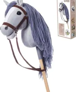 Hobby Horse Grijs met halster en staart | formaat A4 | Hoppi Horse