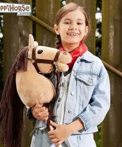 Alternative view of Hobby HORSE met Halster - A3 formaat - hoogwaardig pluche met lange manen - Kleur blond