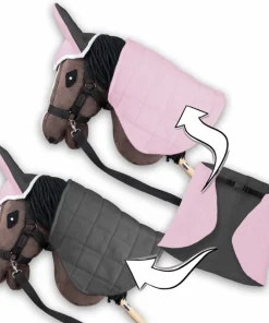 Hobby Horse deken en Oornetje Roze en Grijs