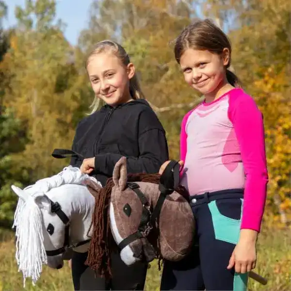 Hobby Horse Skippy witte en bruine paard