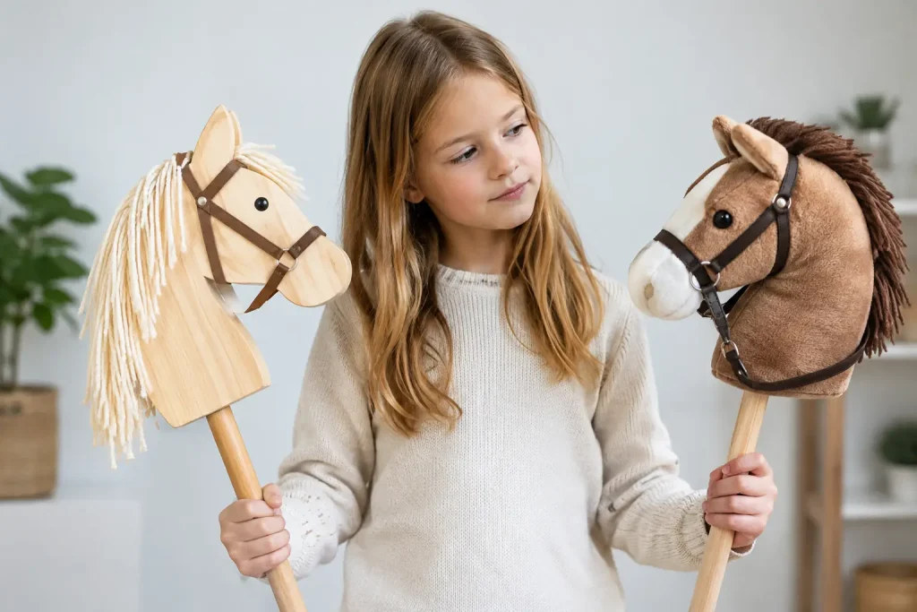 Houten versus pluchen hobbyhorse kiezen